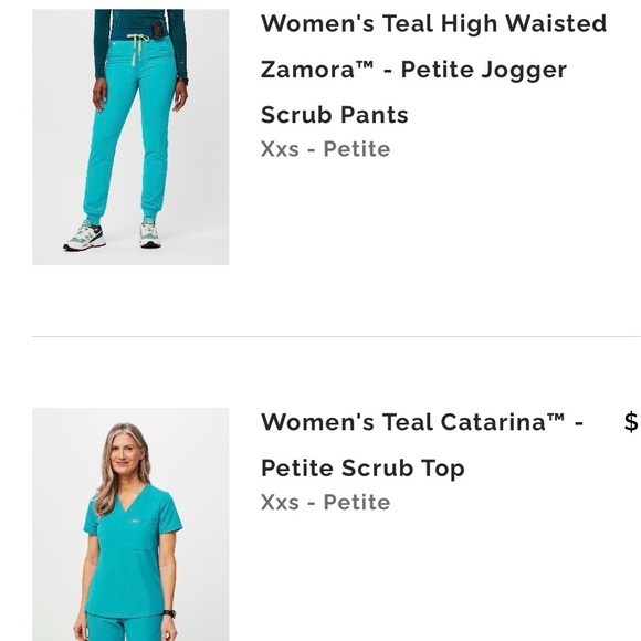 Figs Pants - Women's Teal High Waisted Jogger and Scrub Set